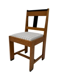 1920s Art Deco Modernist Side Chair by Jan Brunott, Oak & Velvet